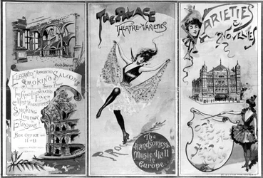 The Palace Theatre of Varieties, c.1893 88;London West End-teater, operahus och musiksal; öppnades 1891 av Richard D